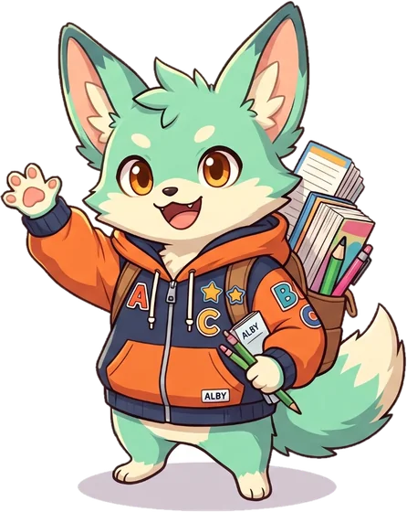 手をふるキャラクターのアルビー
